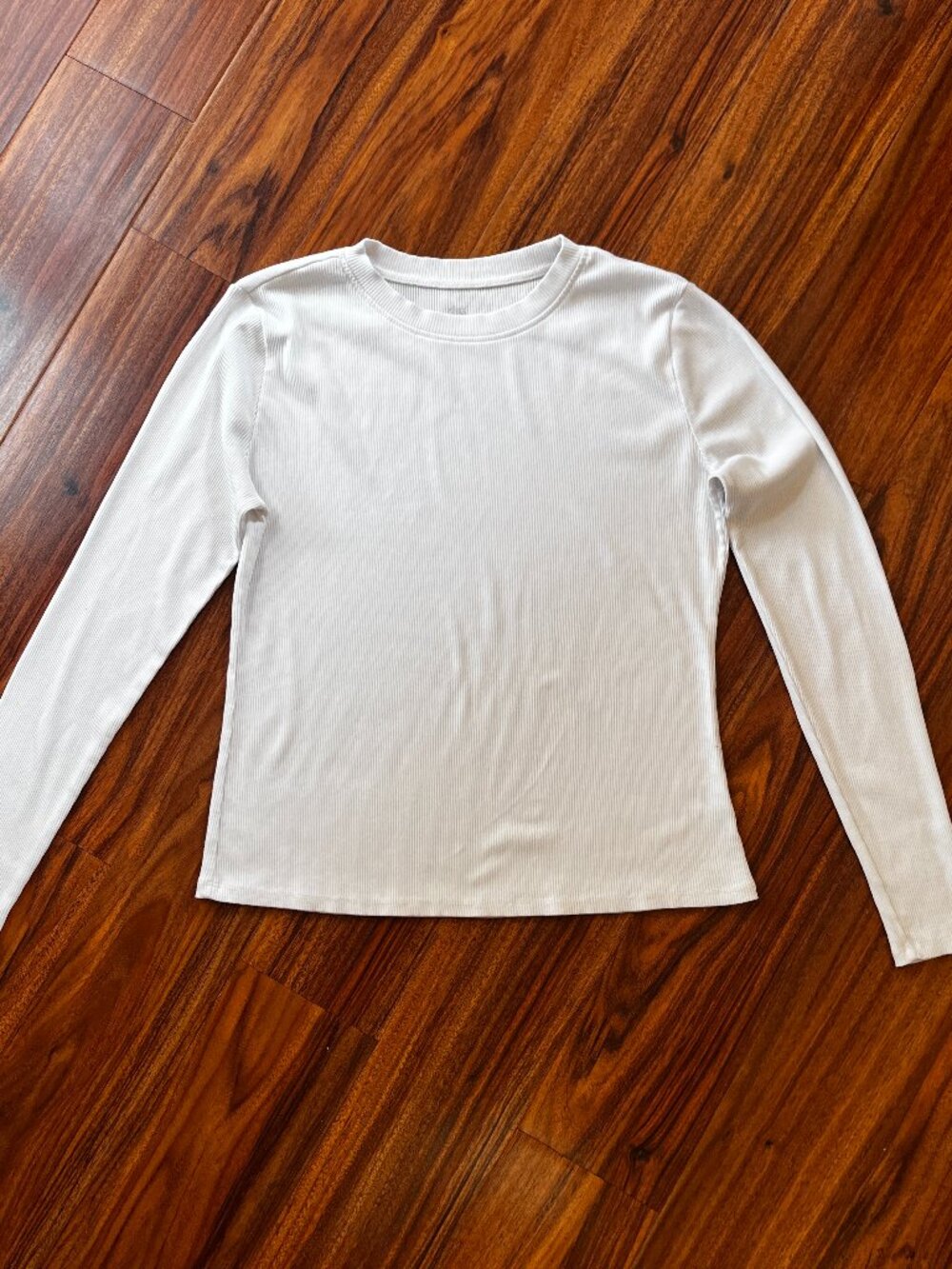 Dip Ribbed Cotton-Modal Long Sleeve Crew Neck Tee White M